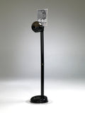 black/smoke colored hand sanitizing stands for the floor