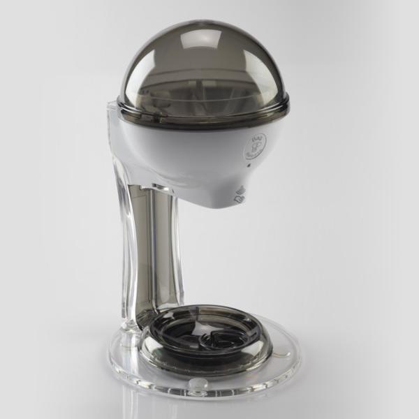 Germstar battery-powered 12oz Touchless Hand Sanitizer Dispenser in White/Smoke - comes with a table stand, drip tray, and wall mounting parts