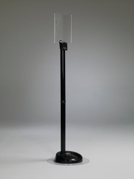 black hand sanitizing stands from Germstar that hold 32oz dispensers