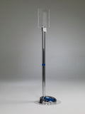 chrome hand sanitizing stands from Germstar that hold 32oz dispensers