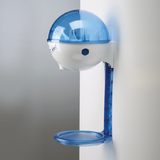 32oz Wall Mount Hand Sanitizer Dispenser with Drip Tray in White/Blue