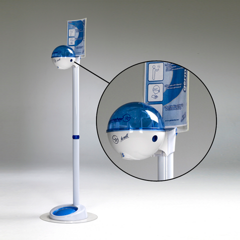 32oz Sanitizer Dispenser w/ Floorstand, White/Blue