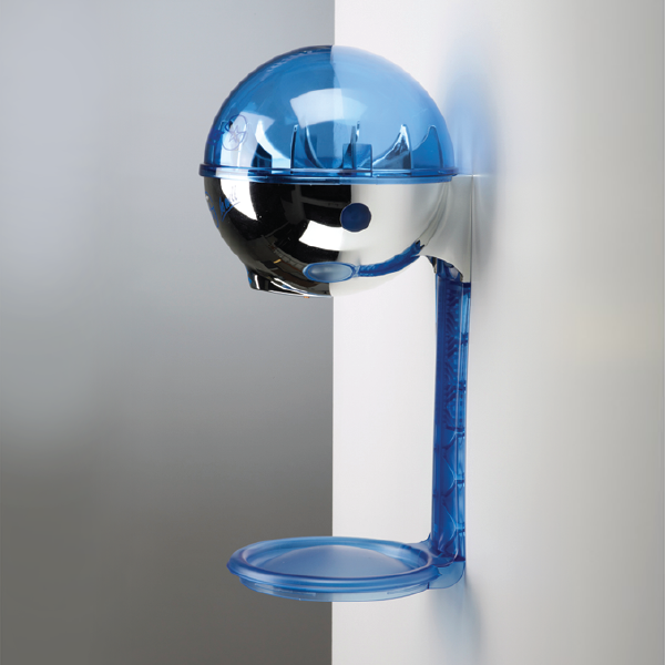 32oz Wall Mount Hand Sanitizer Dispenser with Drip Tray in Chrome/Blue