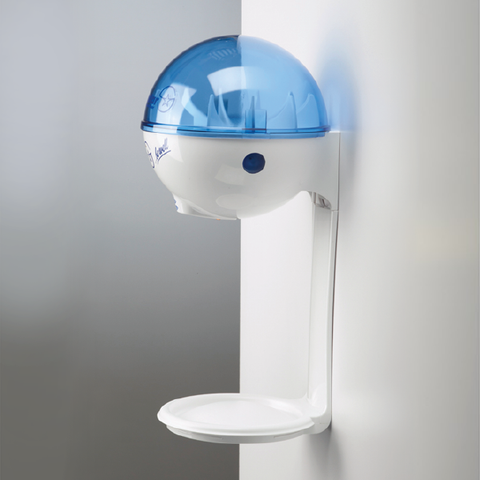 32oz Wall Mount Hand Sanitizer Dispenser with White Drip Tray in White/Blue