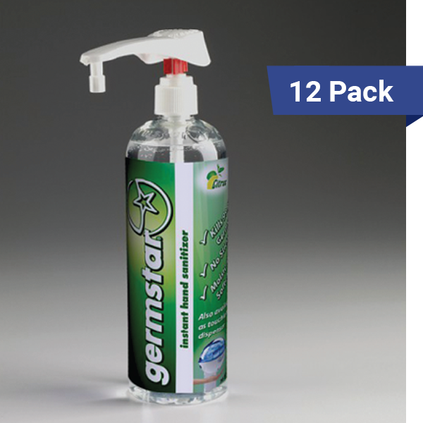 16oz Germstar Hand Sanitizer Pump Bottles Citrus 12 Pack