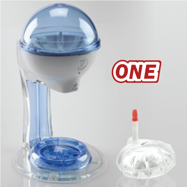 12oz hand sanitizer starter kit, white/blue with ONE refill
